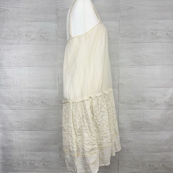 Anthropologie Pepin Tiered Swing Dress Size 2 Cream Embroidered Sleeveless Beach - Picture 7 of 13